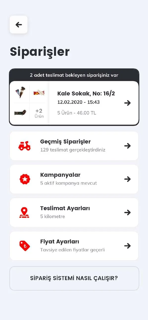 Algida store app: orders