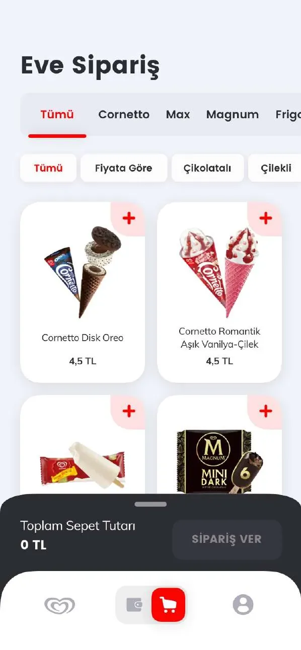Algida consumer app: ordering